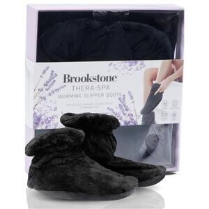 Brand New Brookstone Theraspa Women's OSFA Black Warming Foot Pain Boots Slipper